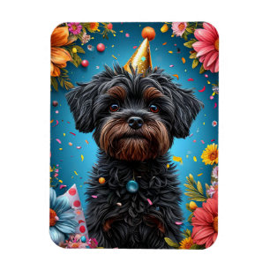 Adorable Birthday Party Hat Puppy Magnet