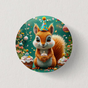 Adorable birthday Squirrel 3 Cm Round Badge