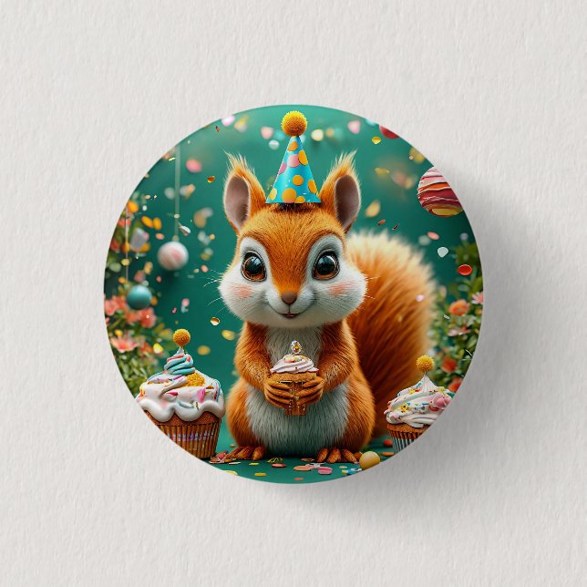 Adorable birthday Squirrel 3 Cm Round Badge (Front)
