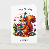 Adorable Birthday Squirrel | Colouring Page