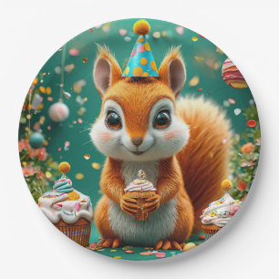 Adorable birthday Squirrel Paper Plate