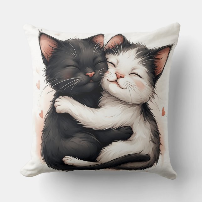 Adorable Black and White Kittens Cushion (Front)