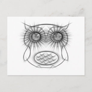 Adorable Black and White Owl Sketch Postcard
