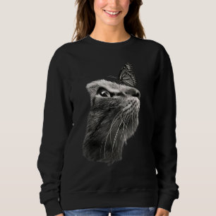 Adorable Black Cat Butterfly Sweatshirt