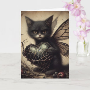 Adorable Black Cat Fairy All Occasions Greeting Card