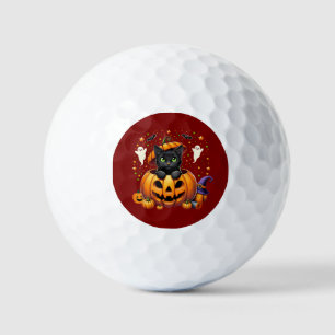 Adorable Black Cat in Pumpkin - Spooky Season! Golf Balls
