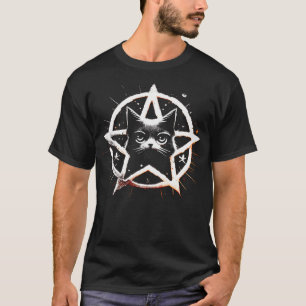 Adorable Black Cat Pentagram Pentacle Kitty Kitten T-Shirt
