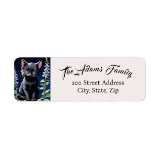 Adorable Black Cat Return Address Labels