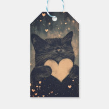 Adorable Black Cat with Golden Heart