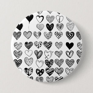 Adorable Black Heart Scribble Drawing 7.5 Cm Round Badge