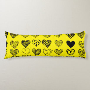 Adorable Black Heart Scribble Drawing Body Cushion