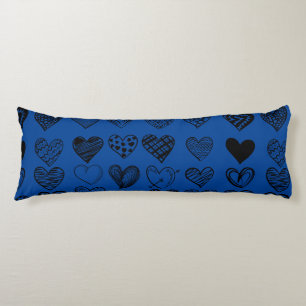 Adorable Black Heart Scribble Drawing Body Cushion