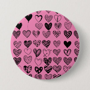 Adorable Black Heart Scribble Drawing Button