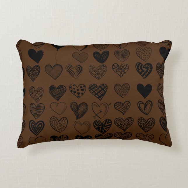 Adorable Black Heart Scribble Drawing Decorative Cushion (Front)
