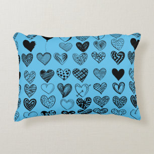 Adorable Black Heart Scribble Drawing Decorative Cushion