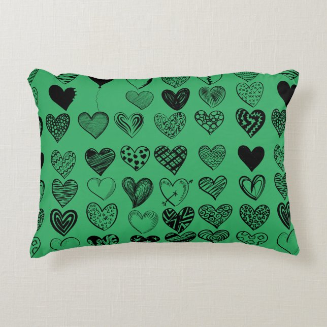 Adorable Black Heart Scribble Drawing Decorative Cushion (Front)