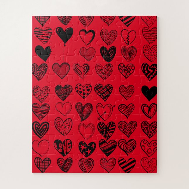 Adorable Black Heart Scribble Drawing Jigsaw Puzzle (Vertical)