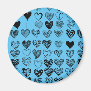 Adorable Black Heart Scribble Drawing Magnet