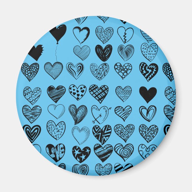 Adorable Black Heart Scribble Drawing Magnet (Front)