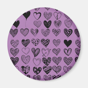 Adorable Black Heart Scribble Drawing Magnet