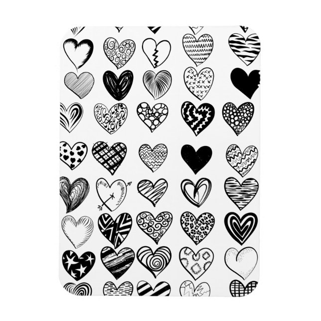 Adorable Black Heart Scribble Drawing Magnet (Vertical)
