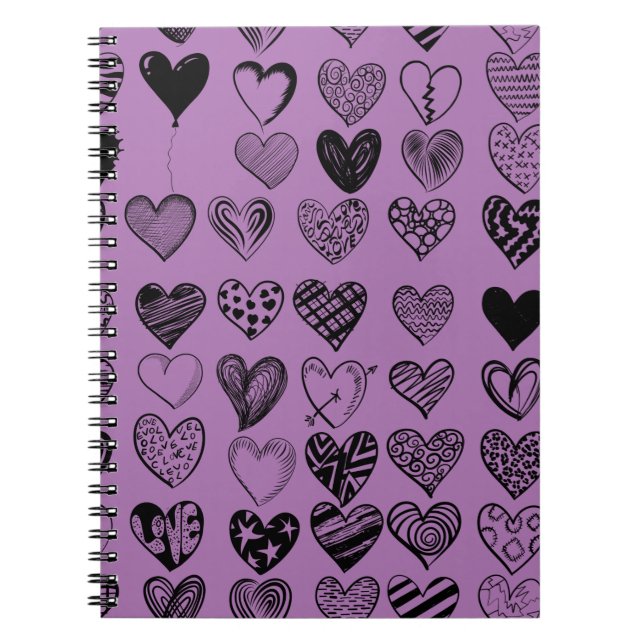 Adorable Black Heart Scribble Drawing Notebook (Front)
