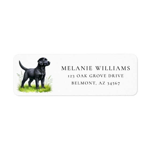 Adorable Black Lab Puppy Return Address Label (Front)