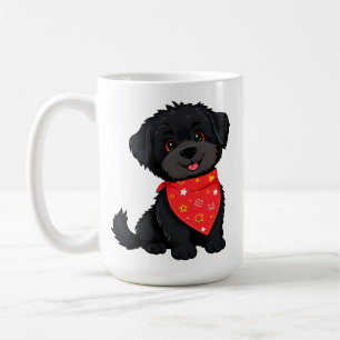 Adorable Black Puppy Wearing a Red Bandanna Coffee Mug