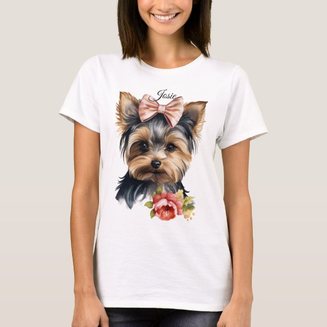 ADORABLE BLACK & TAN YORKSHIRE TERRIER DOG T-Shirt (Front)