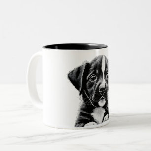 Adorable Black & White Puppy Mug - Perfect Gift