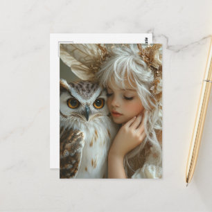 Adorable Blonde Fairy and Owl Postcard