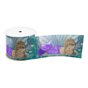 Adorable Blonde Mermaid Baby Shower Party Ribbon Satin Ribbon