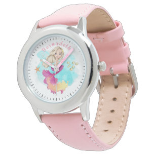 Adorable Blonde Ocean Mermaid PInk Girl's Watch