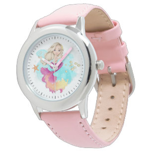 Adorable Blonde Ocean Mermaid PInk Girl's Watch