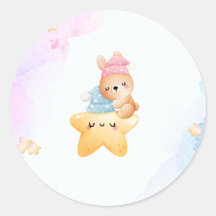 Adorable Blue And Pink baby shower sticker