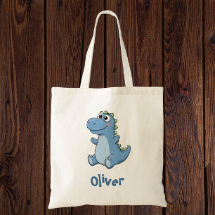 Adorable Blue Baby Cartoon Dinosaur Tote Bag