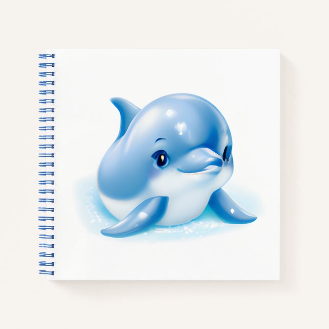 Adorable Blue Baby Dolphin Notebook (Front)