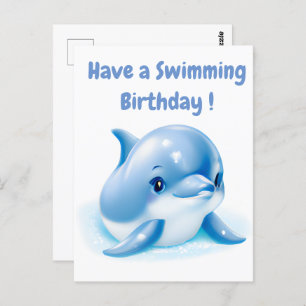 Adorable Blue Baby Dolphin Postcard