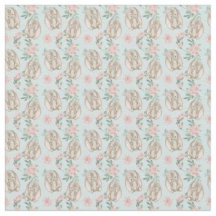 Adorable Blue Baby Rabbit Fabric