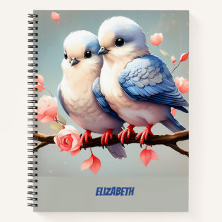 Adorable Blue Birds, Blue Birds, Birds, Love Birds Notebook