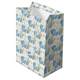ADORABLE BLUE DINOSAURS & CACTI MEDIUM GIFT BAG