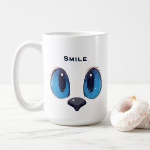 Adorable Blue Eyes Cat Face Cute Kawaii Cat Design Coffee Mug