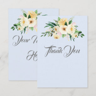 Adorable Blue Floral Thank You Card