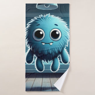 Adorable Blue Fluffy Creature Bath Towel