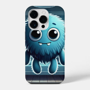Adorable Blue Fluffy Creature iPhone 14 Pro Case
