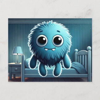 Adorable Blue Fluffy Creature Postcard