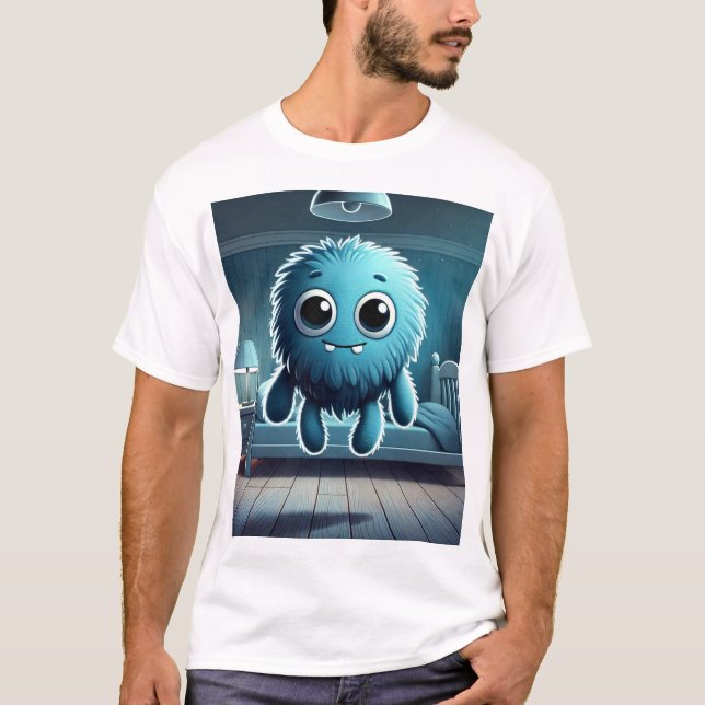 Adorable Blue Fluffy Creature T-Shirt (Front)
