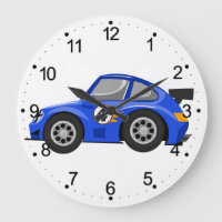 Adorable Blue race car  - Choose background colour