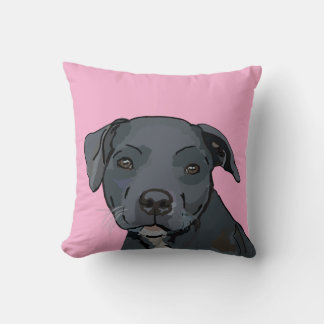 Adorable blue staffy (pink) cushion