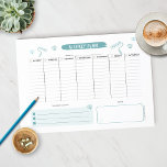 Adorable Blue Weekly Planner Notepad<br><div class="desc">This weekly planner has space to write your to-dos from Monday to Friday,  and a place to write down your weekly goals and notes. It features a cute paint roller and heart design. You can also use this as a shopping list or for school!</div>